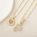 Conjunto de collar con colgante de letra P de circón chapado en oro, joyería inicial. - Letra P / Dorado