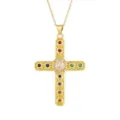 Vintage Mehrfarbige Zirkon Kreuz Anhänger Halskette, vergoldeter Modeschmuck für Damen. - 17 Stil (Nur Anhänger)