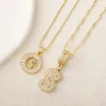 Set de collar con letra S chapado en oro con piedras circonitas brillantes, detalles elegantes. - Letra S / Dorado