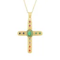 Vintage vergoldete mehrfarbige Edelstein Kreuz Anhänger Halskette Mode Schmuck Großhandel - 18 Stil (Nur Anhänger)
