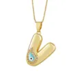 Collana con ciondolo a lettera V placcata in oro con design smaltato malocchio per gioielli fai da te - Lettera V