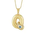 Gold Plated Letter Q Pendant Necklace with Evil Eye Turkish Blue Eye Jewelry Variant. - Letter Q