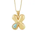 Collana con ciondolo lettera X gonfia dorata con occhio diabolico in smalto blu e zirconi. - Lettera X