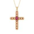 Vintage vergoldete Kreuz Halskette mit roten Zirkon Edelsteinen, elegante Modeschmuck. - 21 Stil (Nur Anhänger)