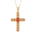 Vergoldete Kreuz Anhänger Halskette mit leuchtenden roten Zirkonia Steinen für elegante Damen. - 22 Stil (Nur Anhänger)