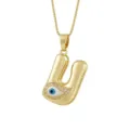 Gold plated letter U evil eye pendant necklace with cubic zirconia for women fashion jewelry - Letter U