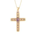 Vintage vergoldete Kreuz Anhänger Halskette mit violetten Zirkon Steinen, edler Schmuck. - 23 Stil (Nur Anhänger)