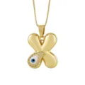 18K Gold Plated Evil Eye Letter X Pendant Necklace Turkish Blue Eye Jewelry Accessory - Letter X
