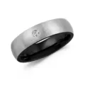 Heren ring van titanium staal geborsteld met enkele steen en zwarte binnenband sieraden - Maat 8 / Tweekleurig Zwart