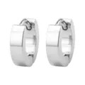 Roestvrijstalen huggie creolen oorbellen voor dames, minimalistisch gepolijst zilver. - Platte Stijl / 3x7mm / Staalkleur