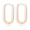 Minimalistische 18k roségoud vergulde geometrische ovale creolen, chique roestvrijstalen sieraden. - Roségoud