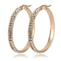 Rose Gold Stainless Steel Zircon Hoop Earrings for Women Sparking Clear Stone Huggie Earrings - Rose Gold
