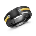Stijlvolle zwart-gouden titanium stalen ring met sprankelende stenen, modern trendy sieraad. - Maat 8 / Zwart en Goud