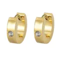 Gouden roestvrijstalen huggie creolen met micro kristal, chique mode sieraden voor dames. - 1-Steen Ingelegde Stijl / 3x9mm / Goud