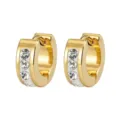 Gouden roestvrijstalen huggie creolen met strass stenen, minimalistische sieraden variant. - 4*7 Enkele Rij Strass / Goud
