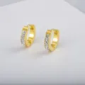 Gouden kleine roestvrijstalen créolen voor dames, elegante glinsterende strass sieraden. - 3*9 Dubbele Rij Strass / Goud