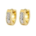 Kleine gouden roestvrijstalen oorbellen met dubbele rij witte strass-steentjes voor dames. - 4*9 Dubbele Rij Strass / Goud