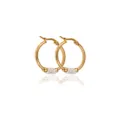Vergulde roestvrijstalen creolen oorringen met kristallen pavé, elegante mode sieraden. - 2*28 mm / Goud