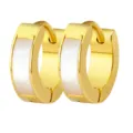 Gouden roestvrijstalen creolen oorbellen met witte schelp inleg, chique mode sieraden. - 4*9mm / Goud