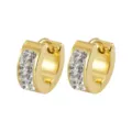Gold stainless steel pave rhinestone small hoop earrings for women fashion everyday jewelry - 4*7 Double Row Rhinestone / Gold