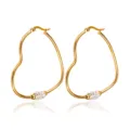 Gouden Hart Hoop Oorbellen Roestvrij Staal Kristal Dames Mode Sieraden Prachtig Design - 2,0*44 / Goud