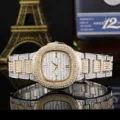 Luxe dames strass kwarts horloge, elegante gouden en zilveren sprankelende polshorloge. - Wit Goud