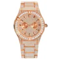 Luxury iced out men's quartz watch featuring rose gold finish and sparkling crystal pavé dial. - Rose Gold