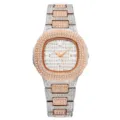 Women Luxury Iced Out Quartz Watch Oval Pave Rhinestone Silver Rose Gold Bling Wristwatch - Two-tone Rose Gold