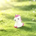 Cute resin unicorn figurine for desktop decor, mini moss micro landscape ornament - Rose Red Unicorn
