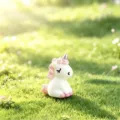 Cute Resin Unicorn Figurine Mini Cartoon Animal Ornament for Desktop Moss Garden Decor - Pink Unicorn