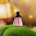 Miniature glowing lantern charm, pink and black resin pendant for DIY crafts and decor. - Luminous Lantern / Pink
