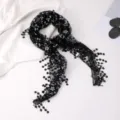 Black lace floral triangle scarf hollow summer sun protection shawl breathable women - 145x42cm / Black Floral