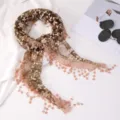 Floral lace triangle scarf summer breathable hollow shawl fashion women beach sun protection wrap - 145x42cm / Coffee Floral