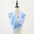 Blue floral chiffon square scarf, soft lightweight spring summer neck accessory for women. - Blue Tie-Dye Floral