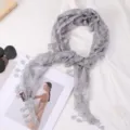 Grey lace floral hollow scarf summer breathable sun protection shawl elegant women cape. - 145x42cm / Grey Rose