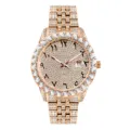 Luxury men iced out quartz watch rose gold big dial sparkly rhinestone wrist watch for men - Rose Gold