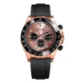 PLADEN men's quartz sports watch with rose gold case, luminous hands and black silicone strap. - Rose Gold