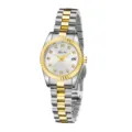 Stylish Missfox women quartz watch two-tone stainless steel diamond dial wristwatch - Two-tone (Gold & Silver)