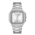 Men square quartz watch stainless steel white dial business fashion luxury wrist watch - Silver White