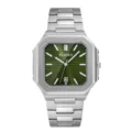 PLADEN men quartz watch with green dial and stainless steel strap, stylish business wristwatch. - Silver Green