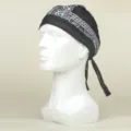 Schwarzes und weißes Paisley-Muster Piratenmütze Kopftuch für Outdoor-Radfahren und Mode. - M (56-58cm) / Schwarz