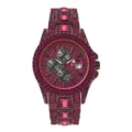 Heren Iced Out Quartz Horloge Roze Strass Bling Chronograaf Polshorloge met Datum - Rozerood Zirkoon