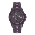 Heren ijskoude paarse strass kwartshorloge met chronograaf wijzerplaten en hip-hop luxe stijl. - Paarse Zirkonia