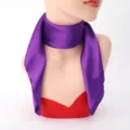 Purple satin silk square scarf elegant neckerchief for women summer sun protection. - 60cm x 60cm / Deep purple