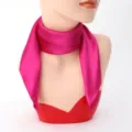 Silk square scarf for women, elegant neckerchief for daily wear, travel, and summer sun protection. - 60cm x 60cm / Rose Red