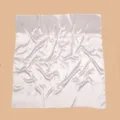 Satin square scarf detail showing smooth texture, elegant drape, and soft fabric material. - 90cm X 90cm / White