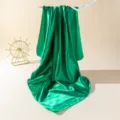 Green satin square scarf elegant silk neckerchief lightweight summer beach shawl accessory - 90cm X 90cm / Green