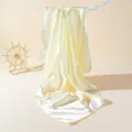 Light yellow satin square scarf for women, simple summer sun protection neckerchief and shawl. - 90cm X 90cm / Creamy Yellow