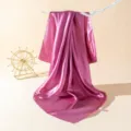 Satin square scarf for women, elegant magenta neckerchief, stylish summer vacation sun protection shawl. - 90cm X 90cm / Dusky Pink