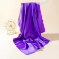 Purple satin square scarf for women, elegant summer sun protection beach shawl wrap. - 90cm X 90cm / Purple